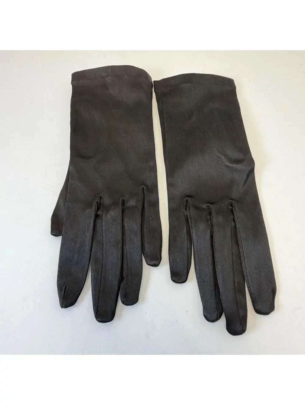 Stretchies Black One Size Gloves‎ Made in France Decorative Button Accent